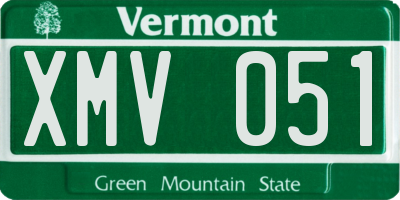 VT license plate XMV051
