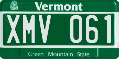 VT license plate XMV061