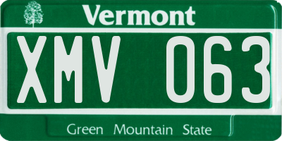 VT license plate XMV063