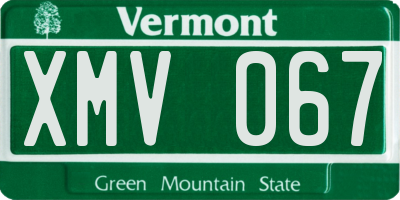 VT license plate XMV067