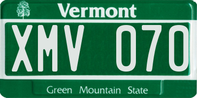 VT license plate XMV070