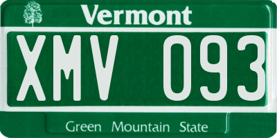 VT license plate XMV093