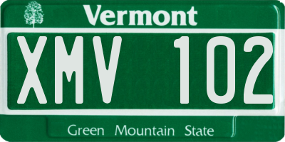 VT license plate XMV102