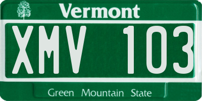 VT license plate XMV103