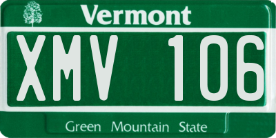 VT license plate XMV106
