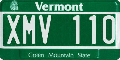 VT license plate XMV110