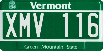 VT license plate XMV116