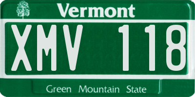 VT license plate XMV118
