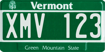 VT license plate XMV123