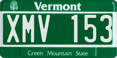 VT license plate XMV153