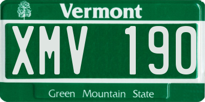 VT license plate XMV190