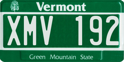 VT license plate XMV192
