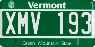 VT license plate XMV193
