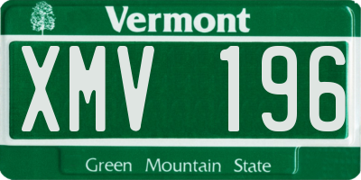 VT license plate XMV196