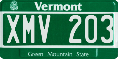 VT license plate XMV203