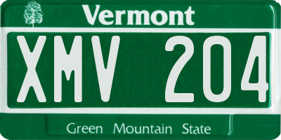 VT license plate XMV204