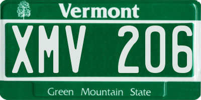 VT license plate XMV206