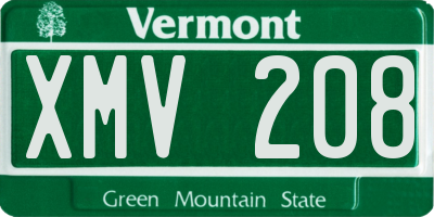 VT license plate XMV208
