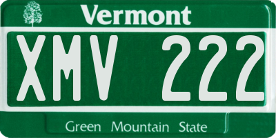 VT license plate XMV222