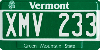 VT license plate XMV233