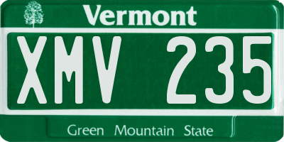 VT license plate XMV235