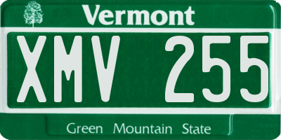 VT license plate XMV255
