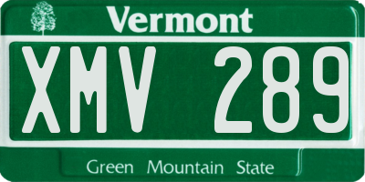VT license plate XMV289