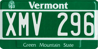 VT license plate XMV296