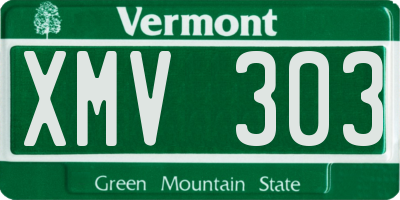 VT license plate XMV303