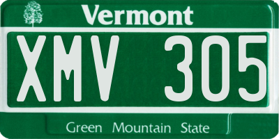 VT license plate XMV305