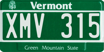 VT license plate XMV315