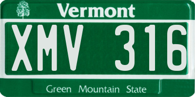 VT license plate XMV316