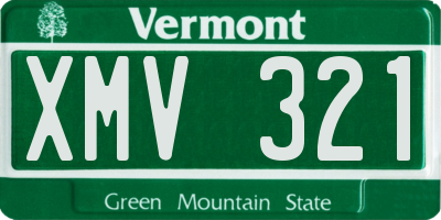 VT license plate XMV321