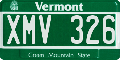 VT license plate XMV326