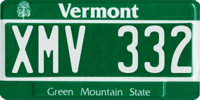 VT license plate XMV332