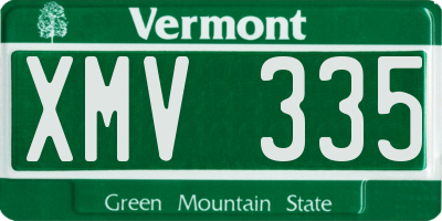 VT license plate XMV335