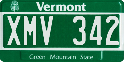 VT license plate XMV342