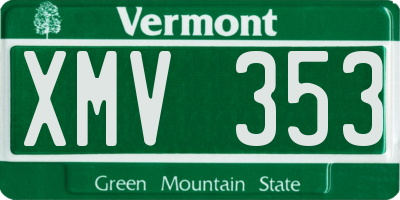VT license plate XMV353