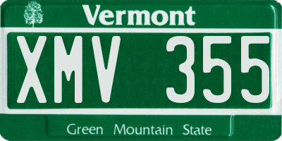 VT license plate XMV355