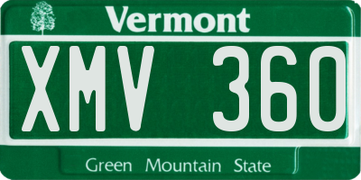 VT license plate XMV360