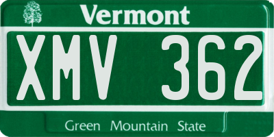 VT license plate XMV362