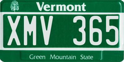VT license plate XMV365