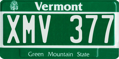 VT license plate XMV377