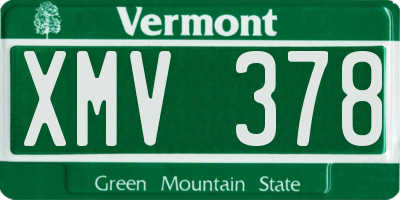 VT license plate XMV378