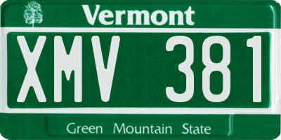 VT license plate XMV381