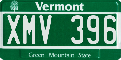 VT license plate XMV396