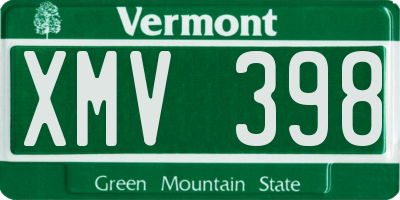 VT license plate XMV398