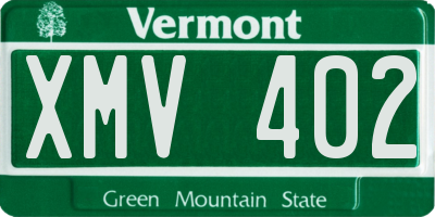 VT license plate XMV402