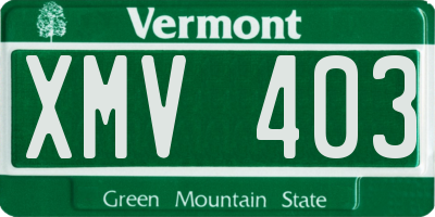 VT license plate XMV403