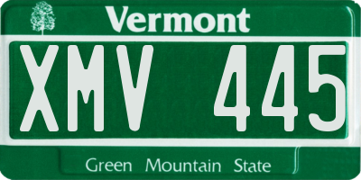 VT license plate XMV445